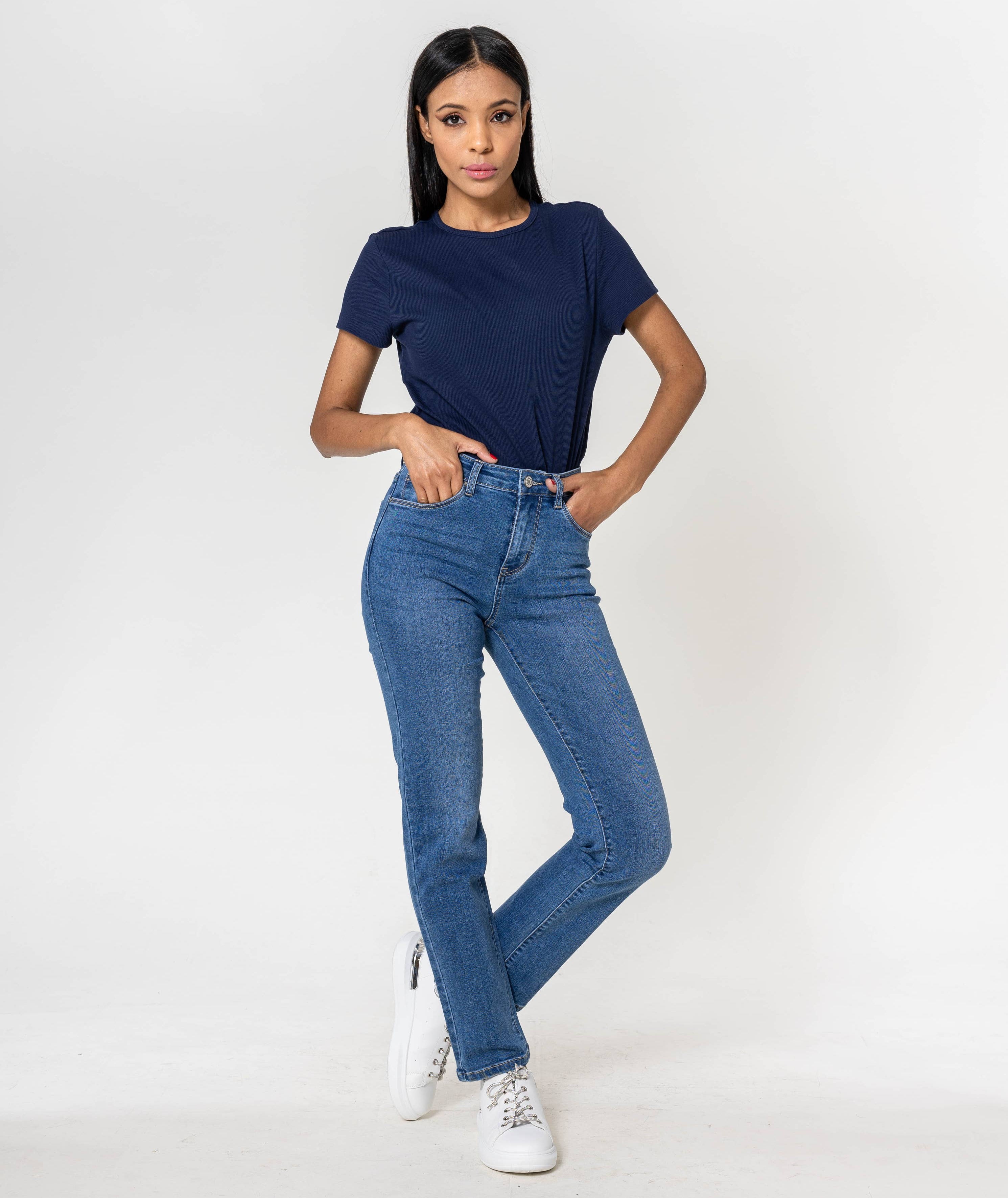 Gerade Jeans in Mittelblau