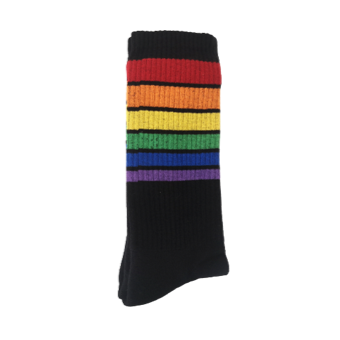 SCHWARZE SOCKEN MIT BUNTEN STREIFEN