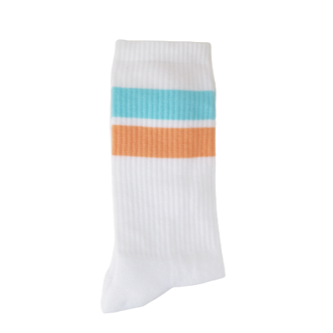 Tennissocken mit türkis / orangen Streifen