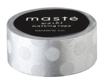 Maste - Masking Tape, Klebeband, Silber mit Punkten